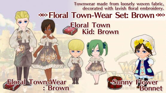 WorldNeverland: Elnea Kingdom - Floral Town-Wear Set: Brown gameplay screenshot