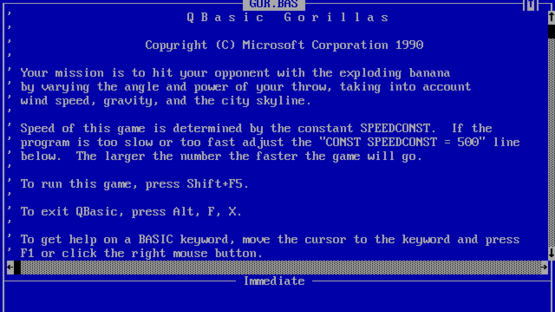 Qbasic Gorillas Screenshot