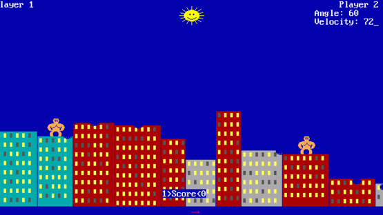 Qbasic Gorillas Screenshot