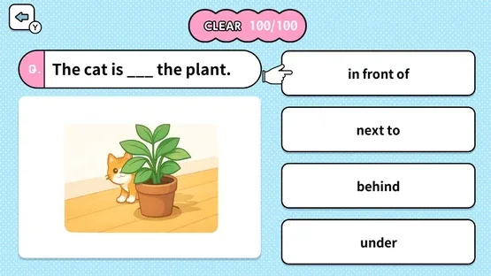 Learn with Illustrations! English Prepositions 4-Choice Quiz screenshot 1