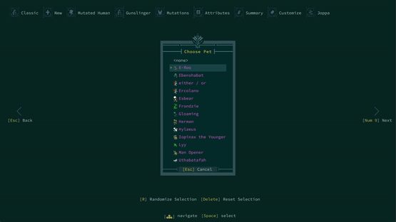 Caves of Qud: Pets of Harvest Dawn Screenshot