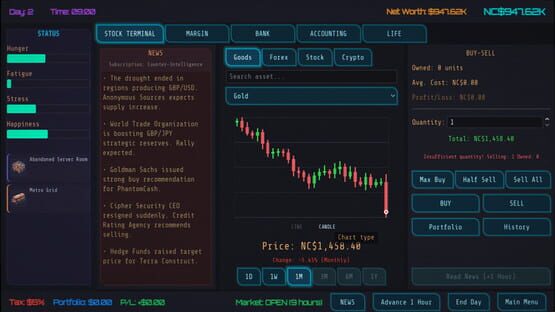 Neo Capitalist: Stock Market Survival Simulator screenshot 1