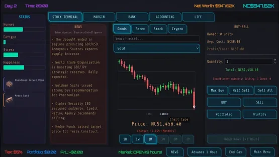 Neo Capitalist: Stock Market Survival Simulator screenshot 1