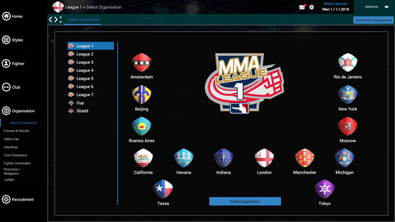 MMA Team Manager Screenshot