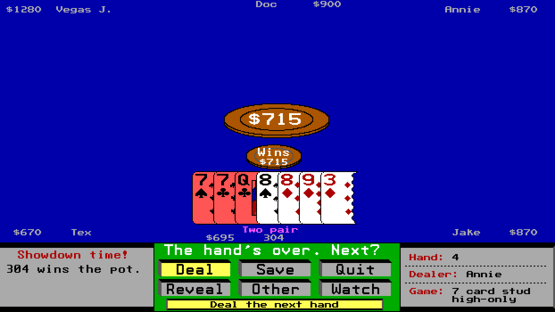 Amarillo Slim's 7 Card Stud Screenshot