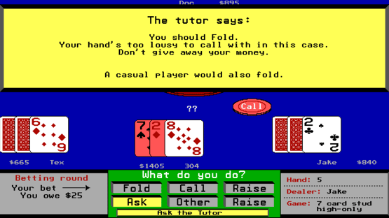 Amarillo Slim's 7 Card Stud Screenshot