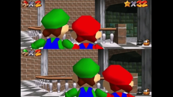 Super Mario 64 Splitscreen Multiplayer Screenshot