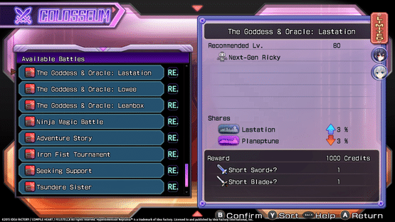 Hyperdimension Neptunia Re;Birth1: Colosseum + Characters DLC Screenshot
