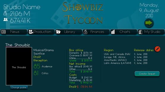 Showbiz Tycoon screenshot 5