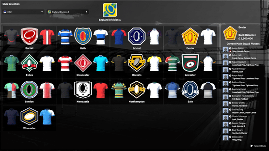 Rugby Union Team Manager 4 Screenshot