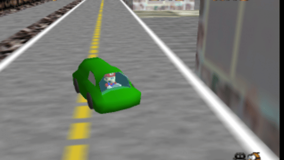 Mario Aimlessly Drives a Car Around the City 64 Screenshot
