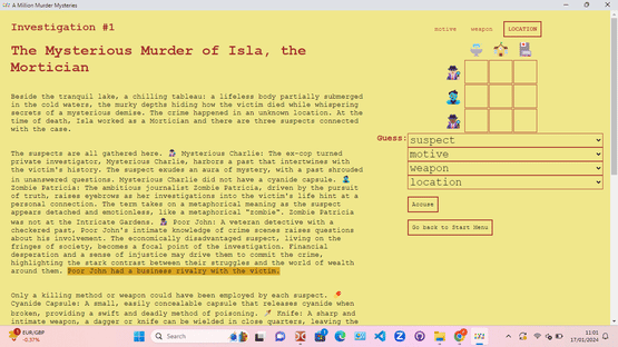 A Million Murder Mysteries Screenshot