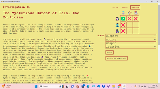 A Million Murder Mysteries Screenshot