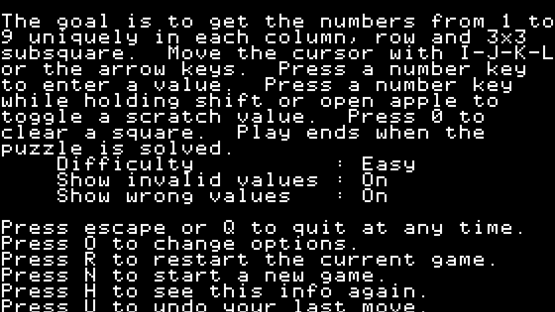 Apple II Sudoku Screenshot