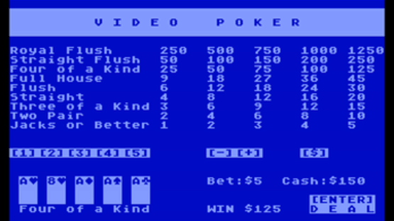 Jacks or Better Video Poker Screenshot
