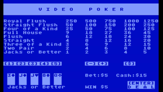 Jacks or Better Video Poker Screenshot