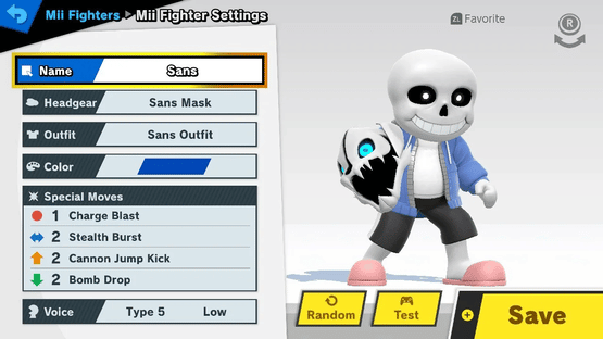 Super Smash Bros. Ultimate: Sans Mask + Outfit Screenshot