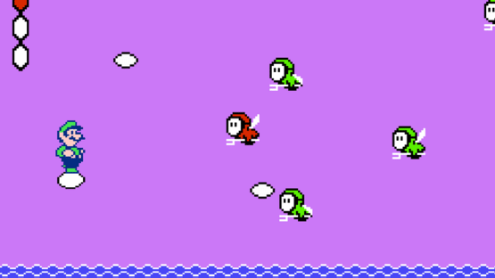 Luigi Floating on an Egg Over the Sea Screenshot