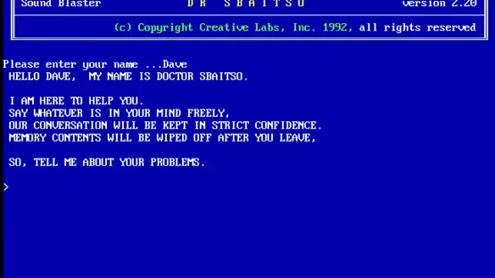 Dr. Sbaitso screenshot 1