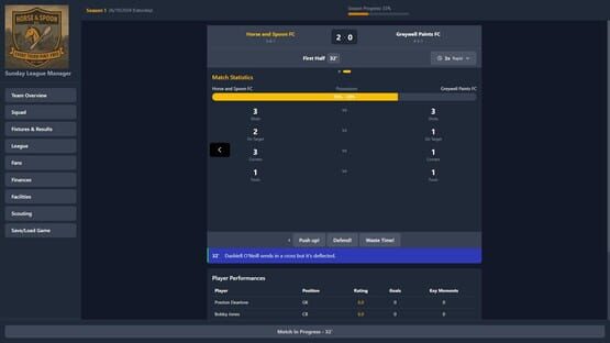 Sunday League Manager: Horse and Spoon screenshot 3