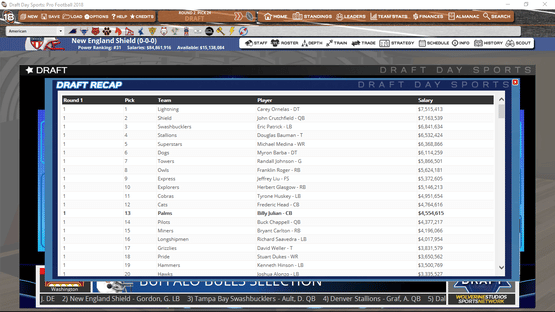 Draft Day Sports: Pro Football 2018 Screenshot
